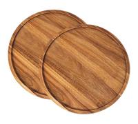 Wooden Tray, 2Pcs Serving Board, 8 Inch Round Wooden Tray, Rustic Charcuterie Boards, Easy to Clean Serving Platter for Cheese Snack Cookie Dessert Appetizer, Round Wood