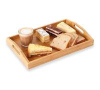 Wooden Tray, Bamboo Trays with Handles, for Dinner, Tea, Bar, Table, or Breakfast（45 x 33 x 5cm）