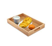 Wooden Tray Bamboo Trays with Handles, Rectangular Bamboo Food Trays for Eating Breakfast Dinner,Food Dinner Breakfast Tray for Eating, Wooden Serving Board for Tea Coffee Snack (38 x 25 x 5cm)