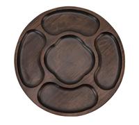 Wooden Tray Divided Serving Tray Sectional Platter Chip and Dip Platter Veggie Platter for Party Buffet Home Decor Ebony (Type 2)
