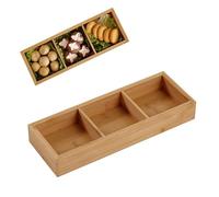 Wooden Tray, Divided Wooden Multi Compartments Card Sorting Tray Sorting Tray with Finely Polished for Hot Pot Restaurants, Sushi Restaurant (Three Components)