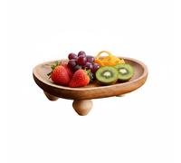 Wooden Tray, Handmade Wood Serving Trays, Decorative Wood Fruit Tray, Centerpiece Table Decorations for Fruit, Dessert, Candles, Jewelry and Soap (Wooden Color/16.5x12.8x4.8cm)