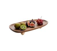 Wooden Tray, Handmade Wood Serving Trays, Decorative Wood Fruit Tray, Centerpiece Table Decorations for Fruit, Dessert, Candles, Jewelry and Soap (Wooden Color/30x12.6x5cm)
