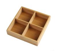 Wooden Tray with Multiple Compartment Sizes for Snack Display Tea Service and Hot Pot Side Organization During Gatherings (4 Grids)