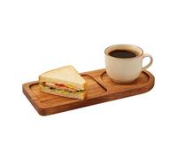 Wooden Trays - Divided Serving Dishes With Aesthetic Cup Holder,Rustic Aesthetic Ottoman Tray,Fruit Breakfast Display, Cheese, Food Charcuterie | C Breakfast Tray