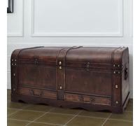 Wooden Treasure Chest Brown Plywood Large 90x51x42 cm Vintage Storage Trunk Home