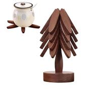 Wooden Tree Coasters Table Mats, Wooden Trivets For Hot Dishes, Black Walnut Magnetic Trivet, Tree Shape Trivet Set, Walnut Tree Table Mat Set, col-lapsible Coasters Heat Resistant Pads