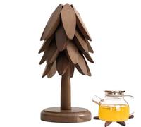 Wooden Tree Shaped Coasters Set, Household Tree Design Insulation Coaster, Solid Wood Insulation Pad, Insulated Non-Slip Table Decoration, Creative Foldable Wood Placemats Home Decoration(Brown)