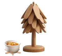 Wooden Tree Shaped Coasters Set, Household Tree Design Insulation Coaster, Solid Wood Insulation Pad, Insulated Non-Slip Table Decoration, Creative Foldable Wood Placemats Home Decoration(Wood Color)