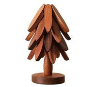 Wooden Tree Trivet Set, Christmas Tree Trivets and Coasters Set with 3/4/5 Wooden Trivets & 1 Stand Like A Christmas Trees Kitchen Counter Decor, Natural Wood Hot Dish Holder Christma-s Decor