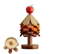 Wooden Tree Trivets for Hot Dishes, Wooden Christmas Tree Coasters Set with 5 Trivets(15cm) & 1 Stand (21x9cm), Save Space Foldable Wood Trivet Placemat for Bowl, Hot Pots and Pans, Home Table Dec