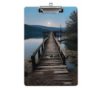 Wooden Trestle by The Water Clipboard with Hanging Hole, 8.5" X 12.5" Standard A4 Acrylic Clipboard Ultra Lightweight & Shatterproof Paper Holder for Office, Home