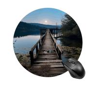 Wooden Trestle by The Water Mouse Pad - Ultra Thin, 7.8 Inch Round Mousepad with Non-Slip Rubber Base, Waterproof Mouse Mat for Office, Gaming