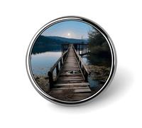 Wooden Trestle by The Water Round Badge for Men Women Durable Stylish Lapel Pins Lightweight Metal Badges for Shirts Jackets Hats