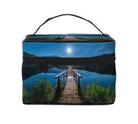Wooden Trestle by The Water Travel Makeup Bag for Women, Water-Resistant Cosmetic Bag Foldable Toiletry Bag Teacher Gifts