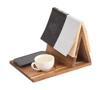 Wooden Triangular Book Holder with Cup Phone Slot - Bible Stand, Book Servant, for Bedroom, Living Room, Office, School, Bedside, Desk, Coffee Table, Reader, Women and Men