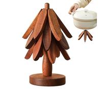 Wooden Trivet Coaster, Tree-Shaped Kitchen Pad, 8x8 Inches Insulation Coasters with Sturdy Build, Pan and Pot Coaster, Kitchen Tool with Rustic Design, Dining Accessory for Stove and Table