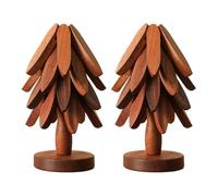 Wooden Trivet Tree | 2 Pieces Trivets for Hot Dishes | Folding Wood Trivet Mat | Christmas Tree Shaped Insulated Placemat Coasters | Serving Dishes Mat for Kitchen & Dining Table Decor