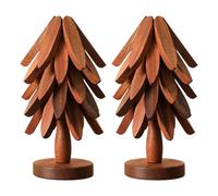 Wooden Trivet Tree | 2 Pieces Trivets for Hot Dishes | Folding Wood Trivet Mat | Christmas Tree Shaped Insulated Placemat Coasters | Serving Dishes Mat for Kitchen & Dining Table Decor