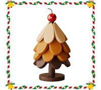 Wooden Trivet Tree Coasters Stackable, Christmas Tree Shaped Trivet Set, 3/4/5+1 Natural Wood Kitchen Hot Dish Holder Xmas Decor (5 Trivets - B)