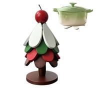 Wooden Trivet Tree Set Foldable 4 Tier Christmas Tree Trivet With Stand | Christmas Trees Kitchen Counter Decor, 9x9x20cmFor Restaurant Camping Picnic Barbecue Cups Bowls Plates Soup Pots Baking Pans