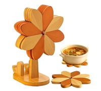 Wooden Trivet Tree, Windmill Tree Trivet For Hot Dishes, Wooden Windmill Shape Coaster With Phone Holder For Hot Cups Pots Bowls And Plates, Kitchen Gadgets
