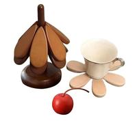 Wooden Trivets - 10x10x24cm | Wood Coasters | Foldable Trivet Table Pad | Stackable Tree Trivet Set For Hot Dishes Kitchen Dining Dinner Beverage Cup Counter Countertops Pans Kitchen And