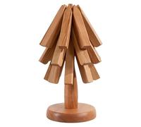 Wooden Trivets - Decorative Roller Coaster Set, Heat Resistant Table Protector | Natural Wood Heat Dish Holder Design, Tree Shape Kitchen Trivet with Rustic Style for Pots Pans Bowls Server