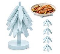 Wooden trivets for hot Dishes - 4 Tree-Shaped Coasters & 1 Stand for Hot Pots, Dishes | Heat-Resistant, Space-Saving Pot Rest & Cozy Kitchen Decor, Tree Trivets for Counter + Special Bonus (Sky Blue)