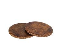 Wooden Trivets for Hot Dishes, Pots, Teapot and Pans (Set of 2) | 8'' Round Wood Thanksgiving Dining Decorative Trivets, Kitchen Countertop Decor for Table, Christmas Xmas Large Coasters Designer Edge