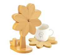 Wooden Trivets Set, Heat Resistant Coasters, 7.48 Inches Trivet with Phone Stand, Windmill Hot Dish Holder with Stable Base, Kitchen Accessory Design, Dining Table Decor for Farmhouse Home