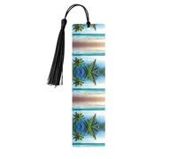 Wooden Tropical Palm Tree Hawaii Beach Print Bookmarks with Tassel for Women,Men,Book Lovers,Page Markers for Students Teachers Reading
