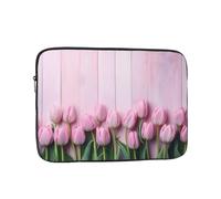 Wooden Tulip Floral Shockproof Laptop Sleeve 12 Inch, Oxford Fabric Case With Foam Padding, Lightweight Protective Cover For Pad Notebook, Business School Travel Use