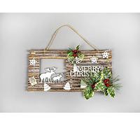 Twig Wall Hanging Glitter Scene Christmas Decoration - W40xL20cm Shatchi Brown One Size