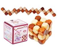 Wooden Twist Cube IQ Puzzle - Wooden Brain Teaser - Brain Teaser Puzzle for Children Teenager Adults - Mens Gift Sets for Him-gifts for Men Who Have Everything - Stocking Fillers Stuffers