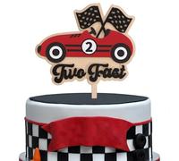 Wooden Two Fast Cake Topper - Race Car Birthday Party Decoration,Race Car Cake Topper,Two Fast Second Birthday Decor(twofast-red)