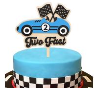 Wooden Two Fast Cake Topper - Race Car Birthday Party Decoration,Race Car Cake Topper,Two Fast Second Birthday Decor (twofast-blue)