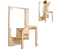 Wooden Ultra-Thin Foldable Hidden Step Stool, Multifunctional Kitchen Ladder with Embedded Narrow Slot Storage, Left/Right Universal Design, Space-Saving Folding Step Stool for Adults,2 Step