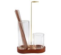 Wooden Upside Down Incense Holder for Sticks Burner with Removable Glass Ash Catcher and Incense Holder, Suitable for Yoga Spa Tea Zen Meditation Home Decor Aromatherapy (Brown)