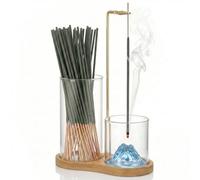Wooden Upside Down Incense Holder with Removable Blue Mountain Ash Cup & Small Vase Function, 30 Oceanic Flavor Incense Sticks, for Meditation Yoga Spa Zen Decor & Gifts