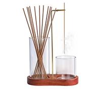 Wooden Upside Down Incense Holder with Removable Glass Ash Catcher, 2-in-1 Incense Stick Holders for Meditation, Yoga, Spa, Zen Decor and Home Relaxation (Brown)