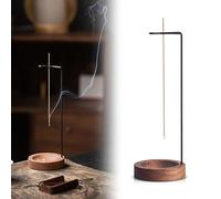 Wooden Upside Down Incense Holders, Anti-ash Flying Wooden Incense Burner with Removable Glass Ash Catcher for Home Decor Yoga Meditation