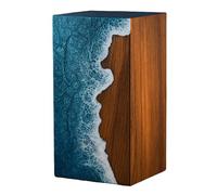 Wooden Urns for Human Ashes Adult Cremation Urns for Human Ashes Ocean Wave Design Wooden Urn Box Memorial Cremation Urn Box for Human & Pet Ashes ((Large - 11.25" Hx6.25 W (250 Cu/in))