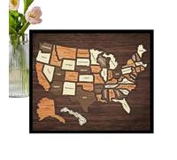 Wooden US Map Puzzle, Detachable Learning Board, Educational Geography Toy, Wall Decor Map Display, Interactive Family Activity Set, For Children Home Bedroom Living Room Office Use
