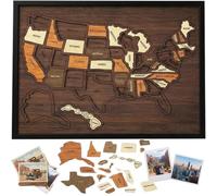 Wooden USA Map Puzzle, Removable States Travel Tracker, Handmade US Adventure Board, Wall Art Decor for Couples, Family, Unique Wedding, Home Office Ornament