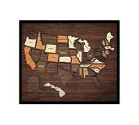 Wooden USA Travel Map Puzzle, United States Map TrackerPuzzle Frame, Pin Board with ElementsSticker & Stand Holder, A Stylish Way to Track Your Journey & Memories for Couple Family, Traveling