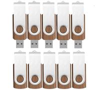 Wooden USB Stick 8 GB TATMOHIK USB Stick 2.0 High Speed Pack of 10 USB Memory Stick External Storage for School, Office and Home, Pendrive with Metal Swivel Clip