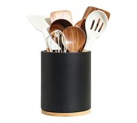 Wooden Utensil Holder 360 Rotating Wooden Storage Rack Organizer, Durable Kitchen Counter Holder for Spoons Rustic Kitchen Accessory for Home Dining Table