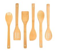 Wooden Utensil Set for Kitchen Cooking: 6 Pcs Bamboo Wood Spatula Spoon Turner Tools - Natural Wooden Kitchen Utensils for Everyday Cooking, Mixing & Serving