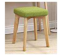 Wooden vanity stool with footrest - Small square vanity bench, footrest for dressing tables and bedrooms, stylish and comfortable accent stool